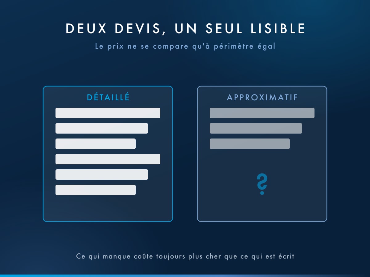 Comparaison entre un devis détaillé et un devis approximatif